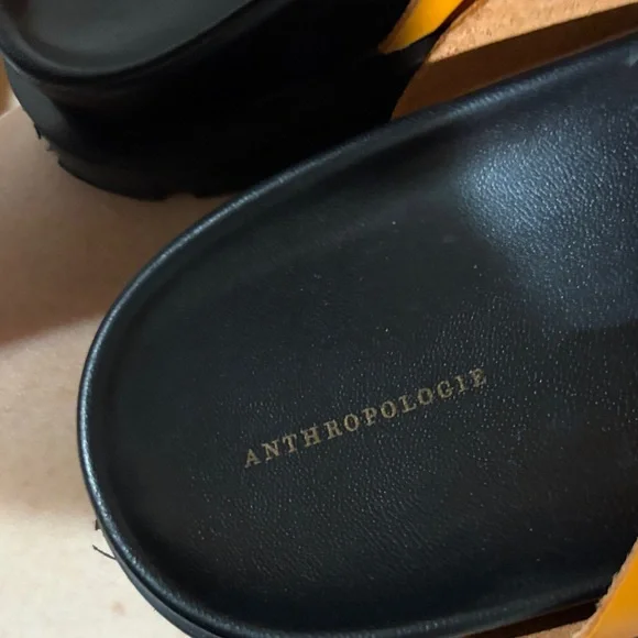 Anthropologie Black and Orange Sandals Size 39 - Picture 2 of 4